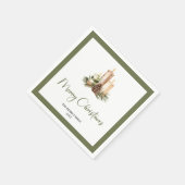 Rustic Earth Tone Christmas Candles Family Name  スタンダードカクテルナプキン (角)