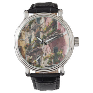 Rustic Earth Tones Balcony Scene Watch 腕時計