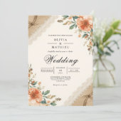 Rustic Earthy Bloom Flourish Wedding 招待状 (スタンド正面)