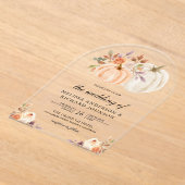 Rustic Earthy Dusty Peach Floral Pumpkin Wedding アクリル招待状 (レイダウン)