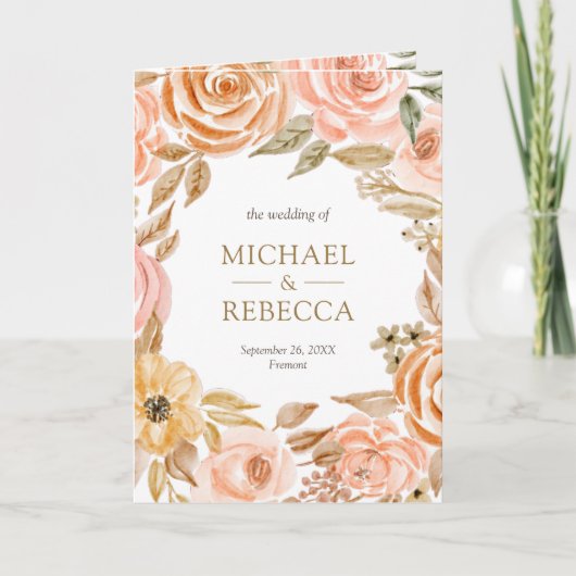 Rustic Earthy Floral Fall Autumn QR Code Wedding 招待状 (正面)