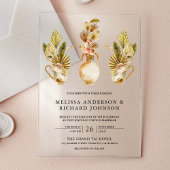 Rustic Earthy Floral Pots Dried Boho Palm Wedding アクリル招待状