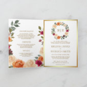 Rustic Earthy Floral Wreath QR Code Wedding 招待状 (内部)