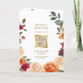 Rustic Earthy Floral Wreath QR Code Wedding 招待状 (裏面)