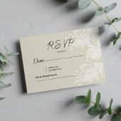 Rustic earthy neutral white floral lace RSVP 招待状