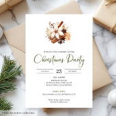 Rustic Earthy Olive Ivory Christmas Party Invite 招待状