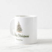 Rustic earthy Scandinavian art custom name Xmas コーヒーマグカップ (正面左)