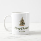 Rustic earthy Scandinavian art custom name Xmas コーヒーマグカップ (左)