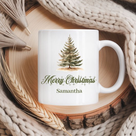 Rustic earthy Scandinavian art custom name Xmas コーヒーマグカップ