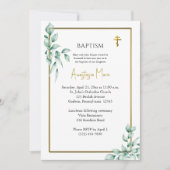 Rustic Ecualyptus Orthodox Christian Baptism 招待状 (正面)