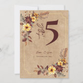 Rustic Editable Fall Floral Wedding Table Number サンキューカード (正面)