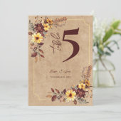 Rustic Editable Fall Floral Wedding Table Number サンキューカード (スタンド正面)