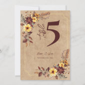 Rustic Editable Fall Floral Wedding Table Number サンキューカード (裏面)