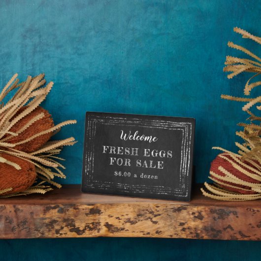 Rustic eggs for sale chalkboard plaque フォトプラーク (側面)