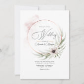 Rustic Elegance グリーンと銅の結婚式QRコード 招待状 (正面)