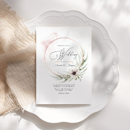 Rustic Elegance グリーンと銅の結婚式QRコード 招待状