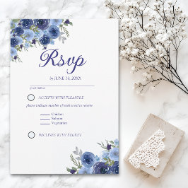 Rustic Elegance – Boho Navy Flower Design RSVP
