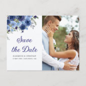 Rustic Elegance – Boho Navy Flower Wedding ポストカード (正面)