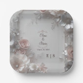 Rustic Elegant 3D Floral Wedding  ペーパープレート (正面)