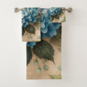 Rustic Elegant Blue Hydrangea Floral  バスタオルセット (インサイチュ)