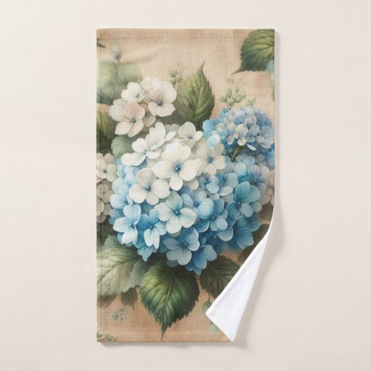 Rustic Elegant Blue Hydrangea Floral  バスタオルセット (ハンドタオル)