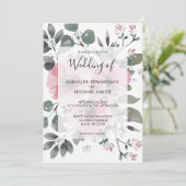 Rustic elegant botanical watercolor floral Wedding 招待状 (スタンド正面)