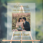 Rustic elegant bride and groom photo wedding アクリルサイン (ニュートラル)