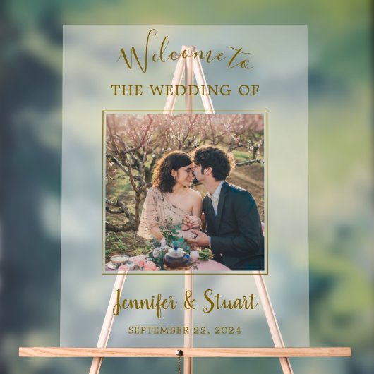 Rustic elegant bride and groom photo wedding アクリルサイン (ニュートラル)