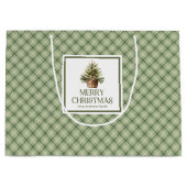 Rustic Elegant Christmas Gift Bag Earthy Neutrals ラージペーパーバッグ (正面)