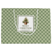 Rustic Elegant Christmas Gift Bag Earthy Neutrals ラージペーパーバッグ (裏面)