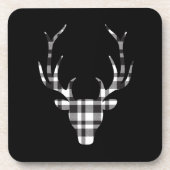 Rustic Elegant Christmas Plaid Deer  コースター (正面)