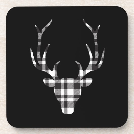 Rustic Elegant Christmas Plaid Deer  コースター (正面)