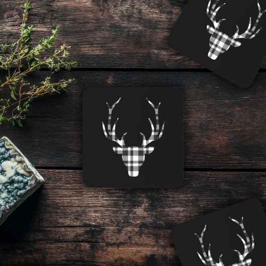 Rustic Elegant Christmas Plaid Deer  コースター
