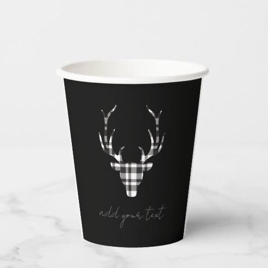 Rustic Elegant Christmas Plaid Deer 紙コップ (正面)