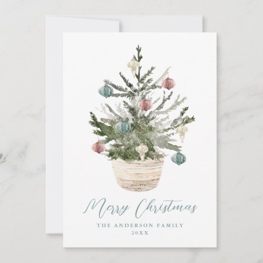 Rustic Elegant Christmas Tree Non-Photo シーズンカード (正面)