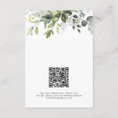 Rustic Elegant Eucalyptus Leaves QR Code Wedding エンクロージャーカード (裏面)