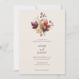 Rustic Elegant Fall Botanical Wedding Invitation  招待状