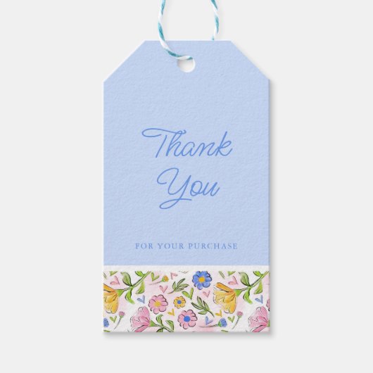 Rustic Elegant Floral Business Thank You  ギフトタグ (正面)