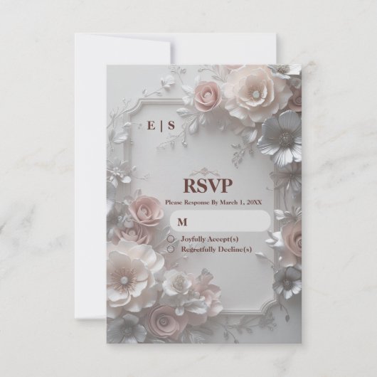 Rustic Elegant Floral Wedding RSVP Card (正面)