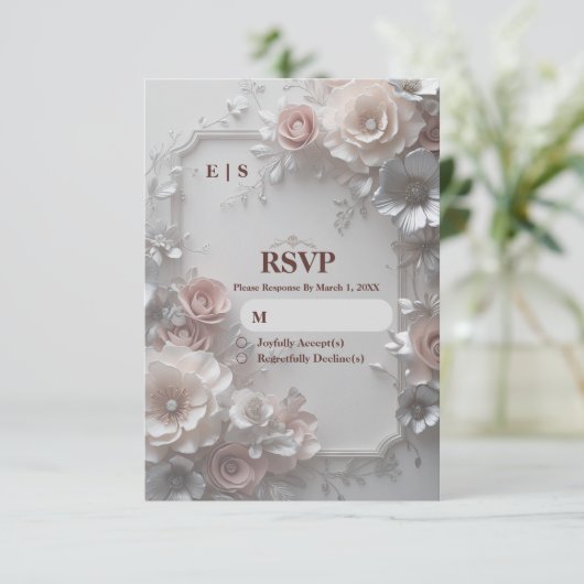 Rustic Elegant Floral Wedding RSVP Card (スタンド正面)
