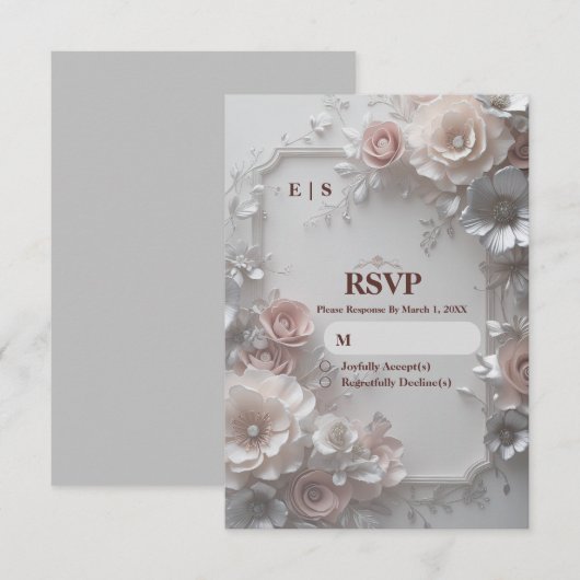 Rustic Elegant Floral Wedding RSVP Card (正面/裏面)