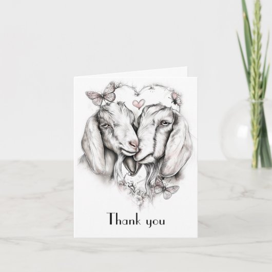 Rustic elegant goat lovers thank you card サンキューカード (正面)