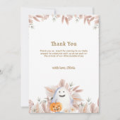 Rustic Elegant Little Boo Boho Ghost Baby Shower  サンキューカード (正面)