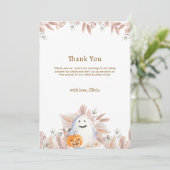 Rustic Elegant Little Boo Boho Ghost Baby Shower  サンキューカード (スタンド正面)
