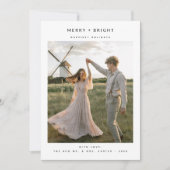 Rustic Elegant Merry and Bright Photo Newlywed シーズンカード (正面)