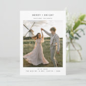 Rustic Elegant Merry and Bright Photo Newlywed シーズンカード (スタンド正面)