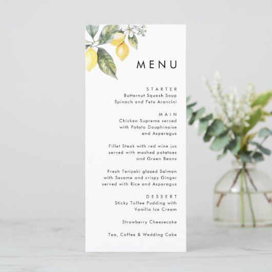 Rustic Elegant Minimal Lemon Garden Wedding メニュー (スタンド正面)