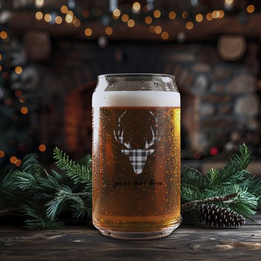 Rustic Elegant Personalized Deer Beer Can Glass ガラス缶