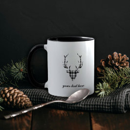 Rustic Elegant Personalized Plaid Deer Mug Cup マグカップ