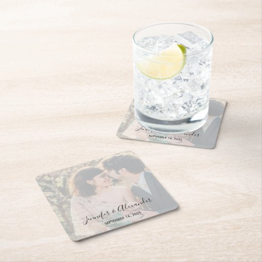 Rustic elegant photo boho wedding スクエアペーパーコースター (インサイチュ)